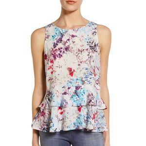 Willow and Clay floral ruffle peplum tank top